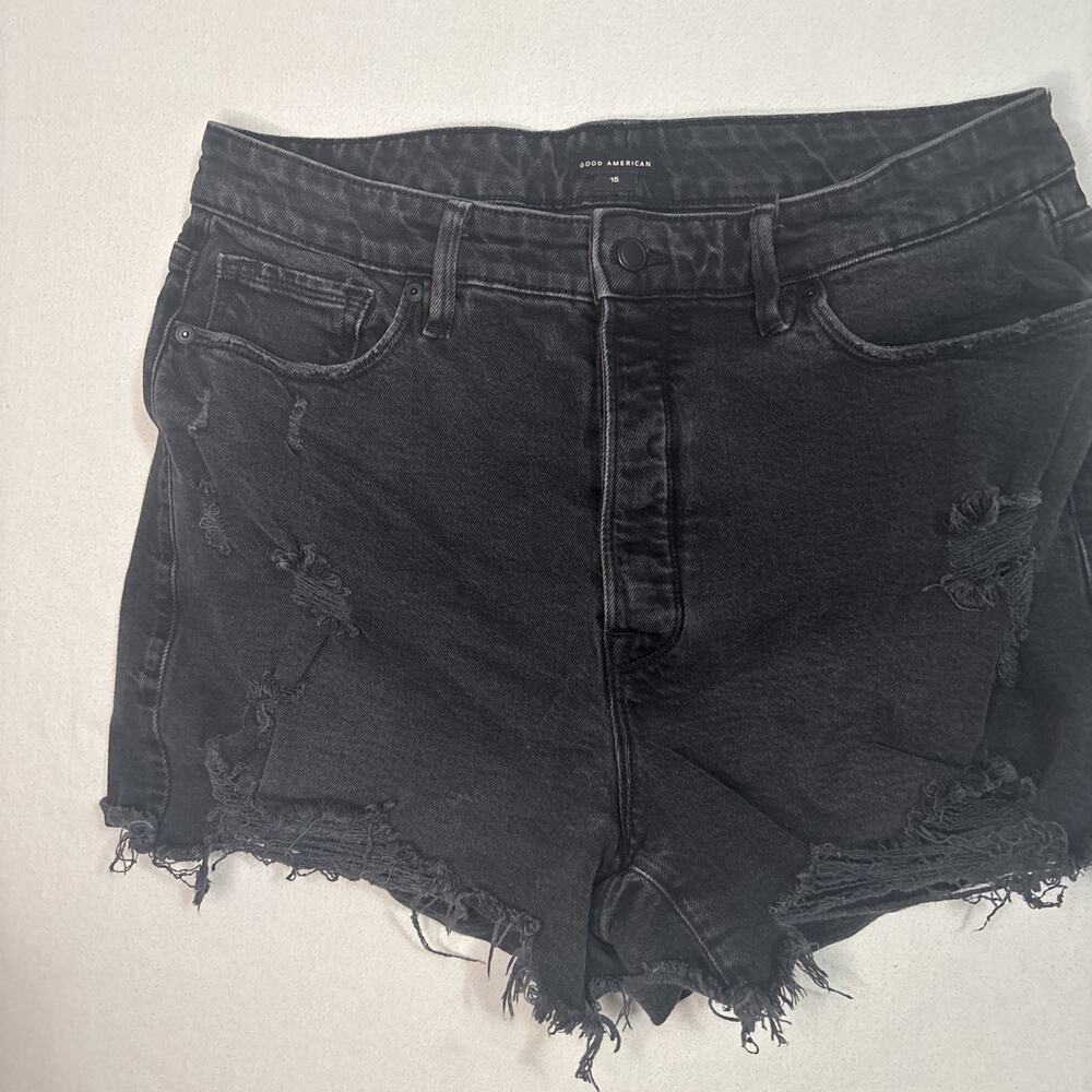 Black Good American Cut Off Shorts Black Size 15 Pockets Women’s